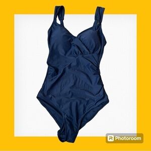Bleu Ice Navy Triangle Top One Piece Monokini Small